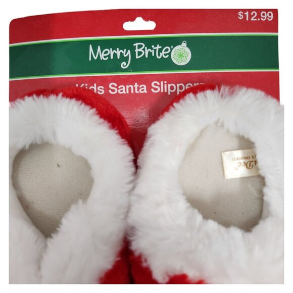DanDee Kid's Santa Slippers Red Fuzzy Plush Size Medium (13-1) NEW - Picture 3 of 7